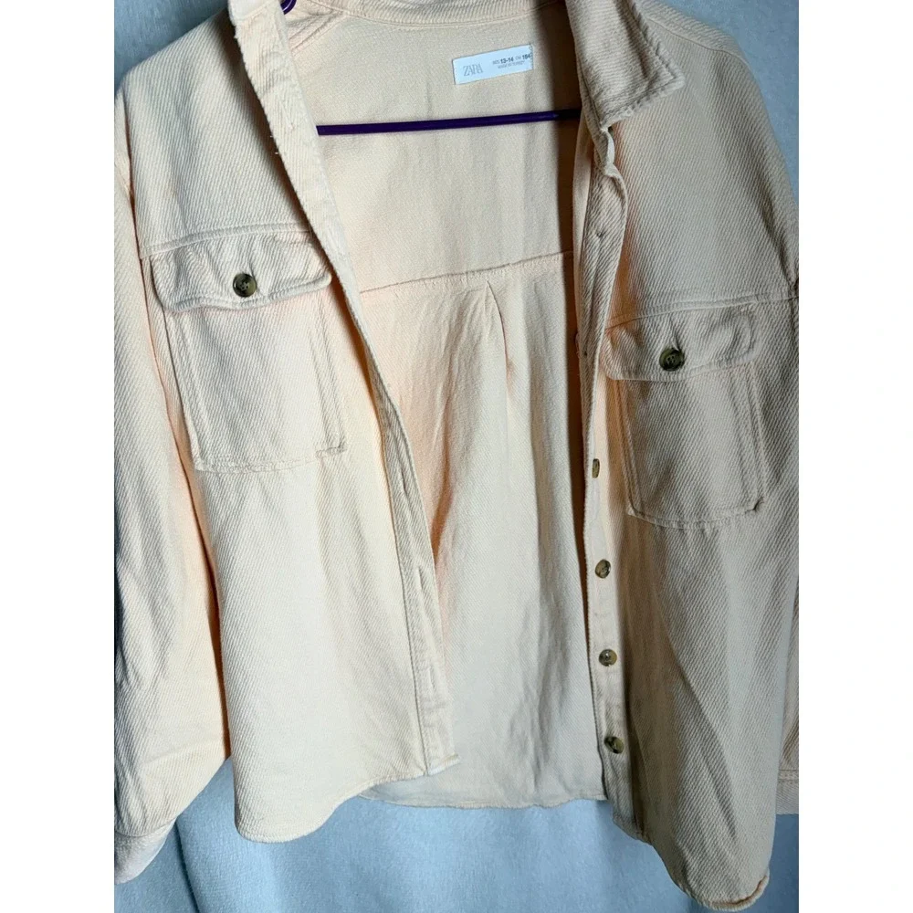 Zara Kids Peach Textured Button Down Shirt Jacket Shacket Size 13-14 164cm